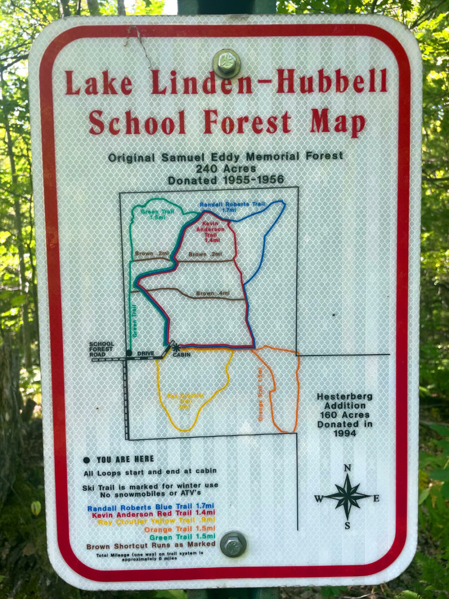 Lake Linden-Hubbell School Forest map