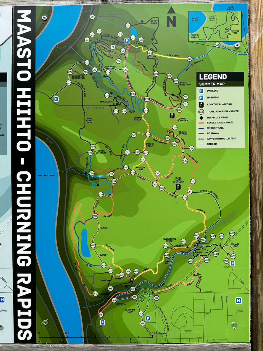Maasto Hiihto and Churning Rapids trails summer trail map