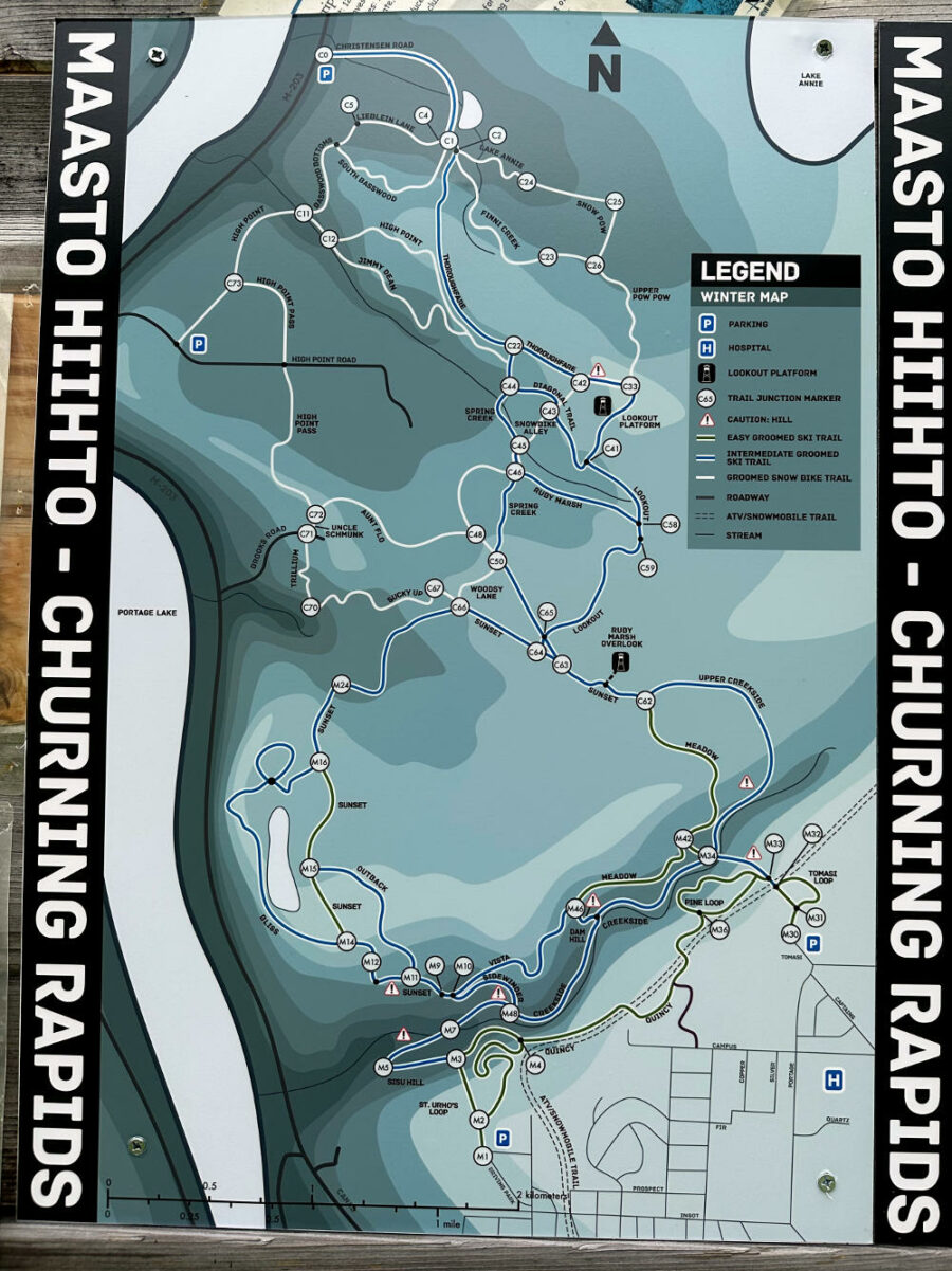 Maasto Hiihto and Churning Rapids trails winter trail map